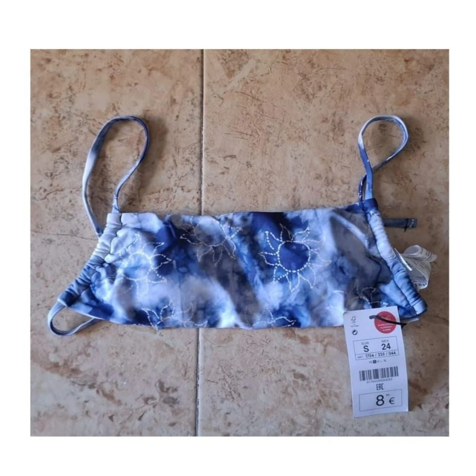 Top bikini bandeau azul estampado limite edition Y2K